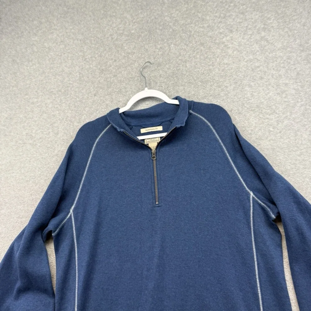 LL Bean Quarter Zip Mens LT Blue Traditional Fit Long Sleeve Pullover Large Tall